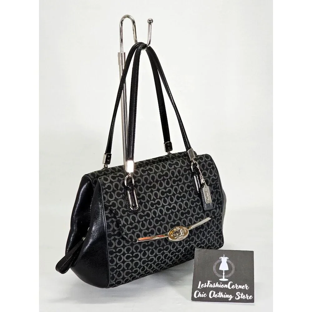 Coach Women's Black Canvas Madison Madeline Satchel Bag Medium 1941 - Picture 5 of 15